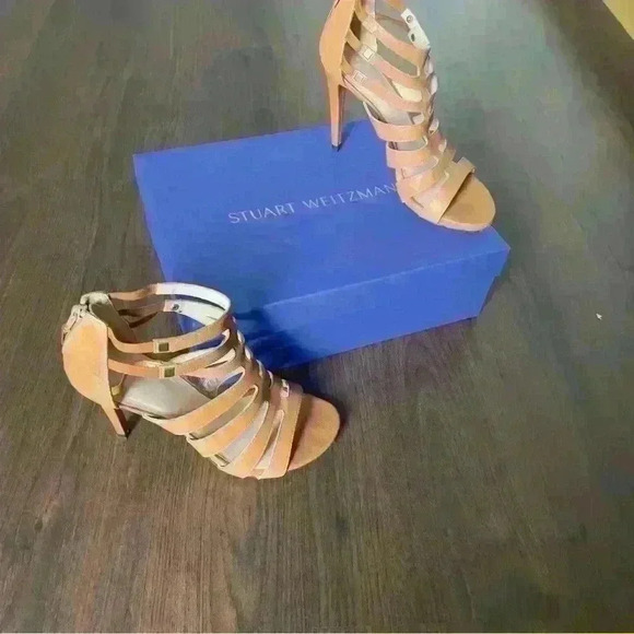 Stuart Weitzman Size 7.5 Strappy Sandel 3” Heel in Cognac - Picture 7 of 7